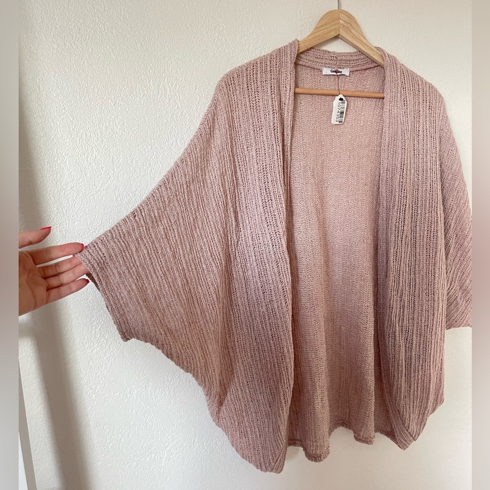 NWT GeeGee Dolman Sleeve Knit Cardigan Mauve Blush Pink - Picture 2 of 5